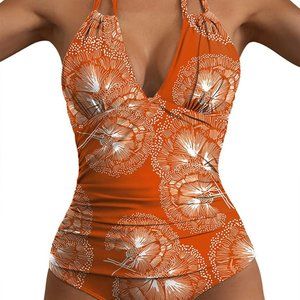 Cinch waist one piece swimsuit